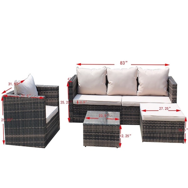 4piece Rattan Wicker Patio Furniture Set