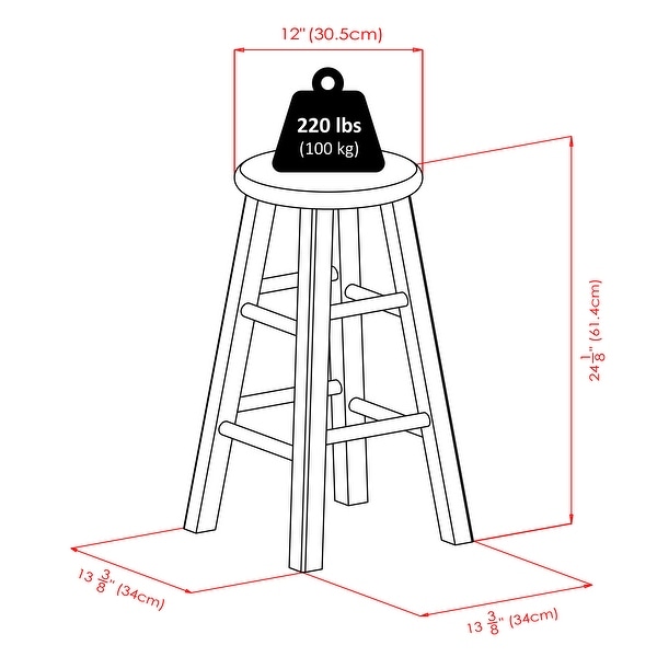 Ivy Square Leg Counter Stool， Rustic Oyster Gray - Rustic Gray - 13.6 x 13.6 x 29.1 inches