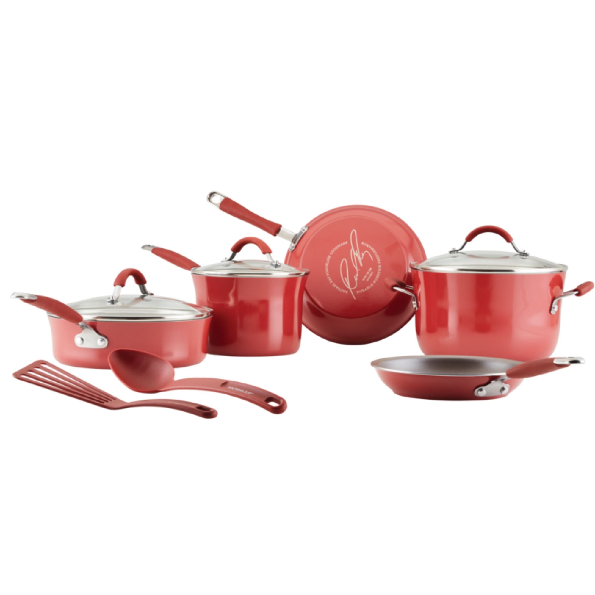 10 Piece Red Porcelain Enamel Cookware Set