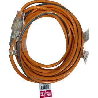 RIDGID 25 ft. 143 Heavy-Duty Contractor-Grade IndoorOutdoor Extension Cord in Orange and Gray (3-Pack) HD#214-057