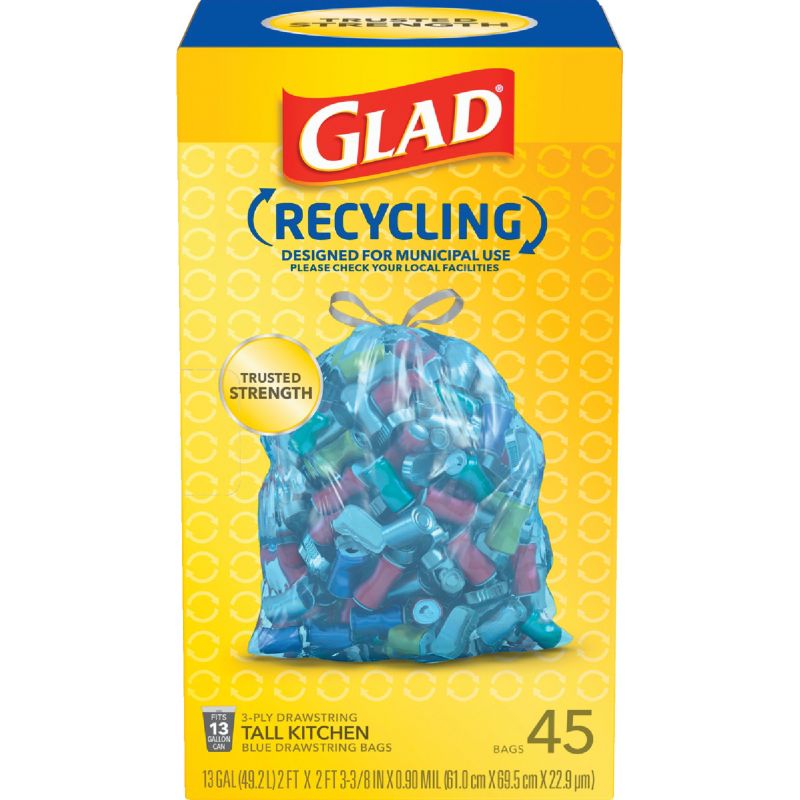 Glad Municipal Blue Recycling Trash Bag 13 Gal. Blue