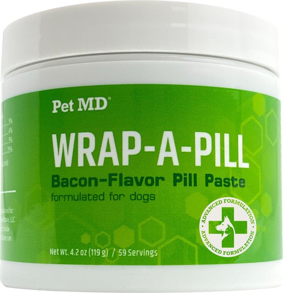 Pet MD Wrap-A-Pill Bacon Flavor Pill Paste Dog and Cat Supplement， 4.2-oz tub