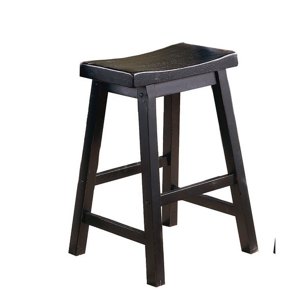 24-inch Solid Wood Counter Height Backless Stools Set of 2 in Black Finish