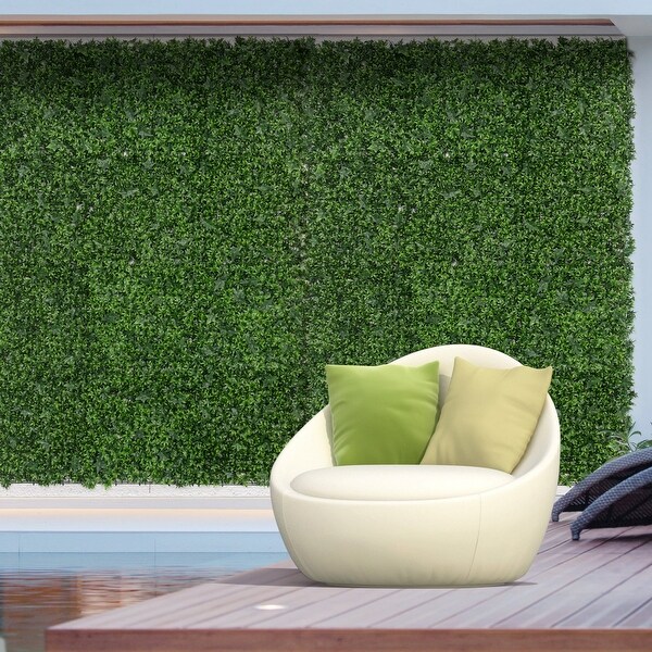 Outsunny 12PCS 20 x 20 Artificial Boxwood Panels Milan Leaf Grass Privacy Fence Screen Topiary Hedge Plant Greenery Wall