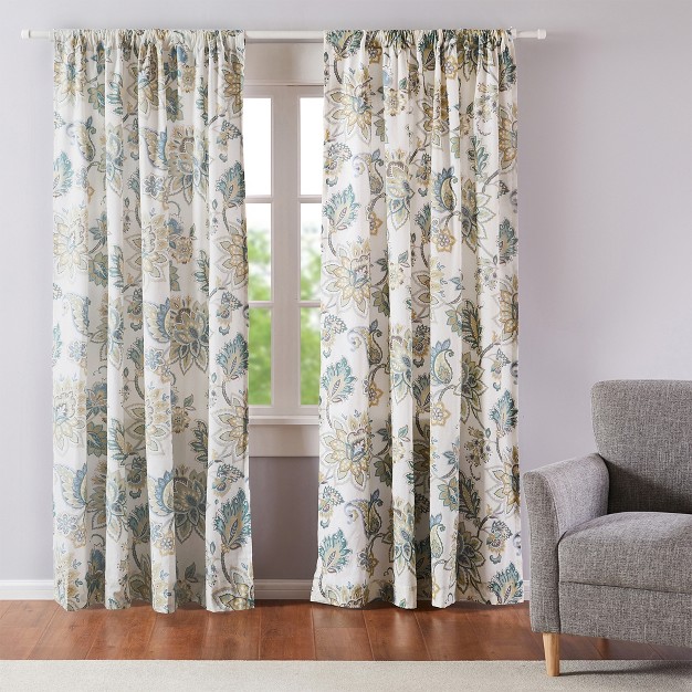 Palladium Floral Lined Curtain Panel With Rod Pocket Levtex Home