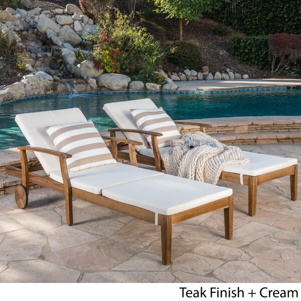 Perla Acacia Wood Chaise Lounge (Set of 2) by Christopher Knight Home