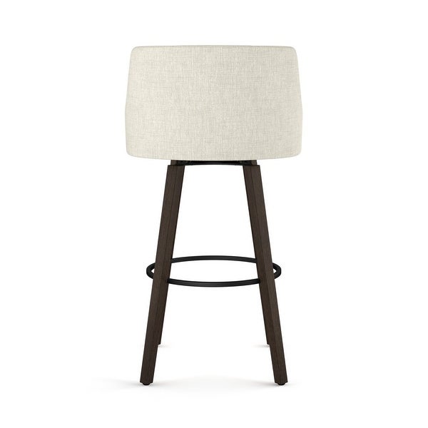 Ramon 26 In. Swivel Counter Stool - Beige and Brown Woven Polyester / Brown Wood