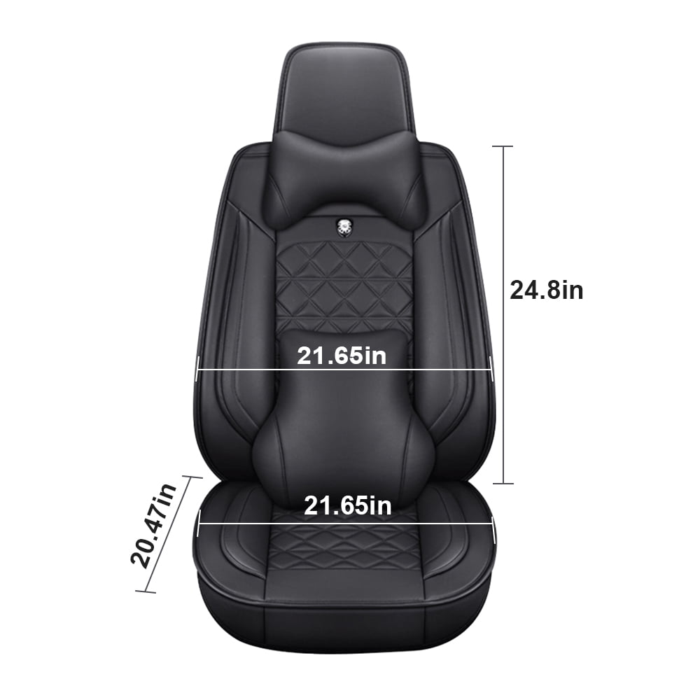 FLY5D Universal Fit Leather Car Seat Covers ，Full Set Car Seat Protector ，Black，CZ07701