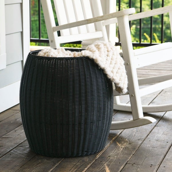 Household Essentials Indoor/Outdoor Multi-Purpose Barrel Basket Side Table