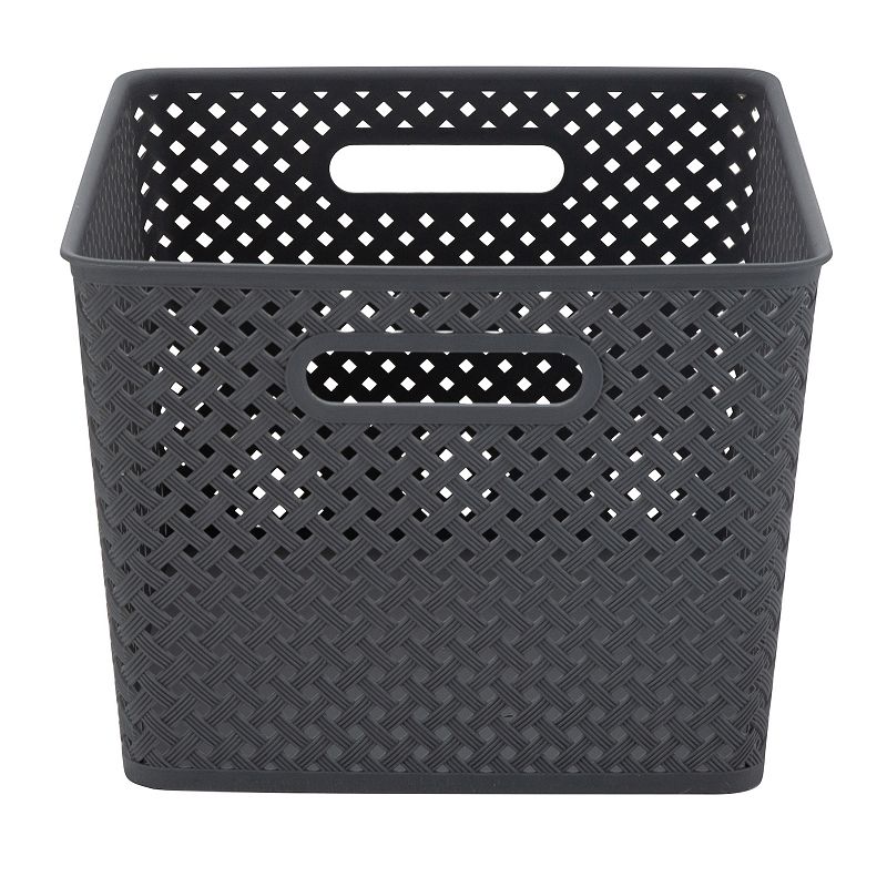 Simplify Basketweave Resin Wicker Large Storage Tote