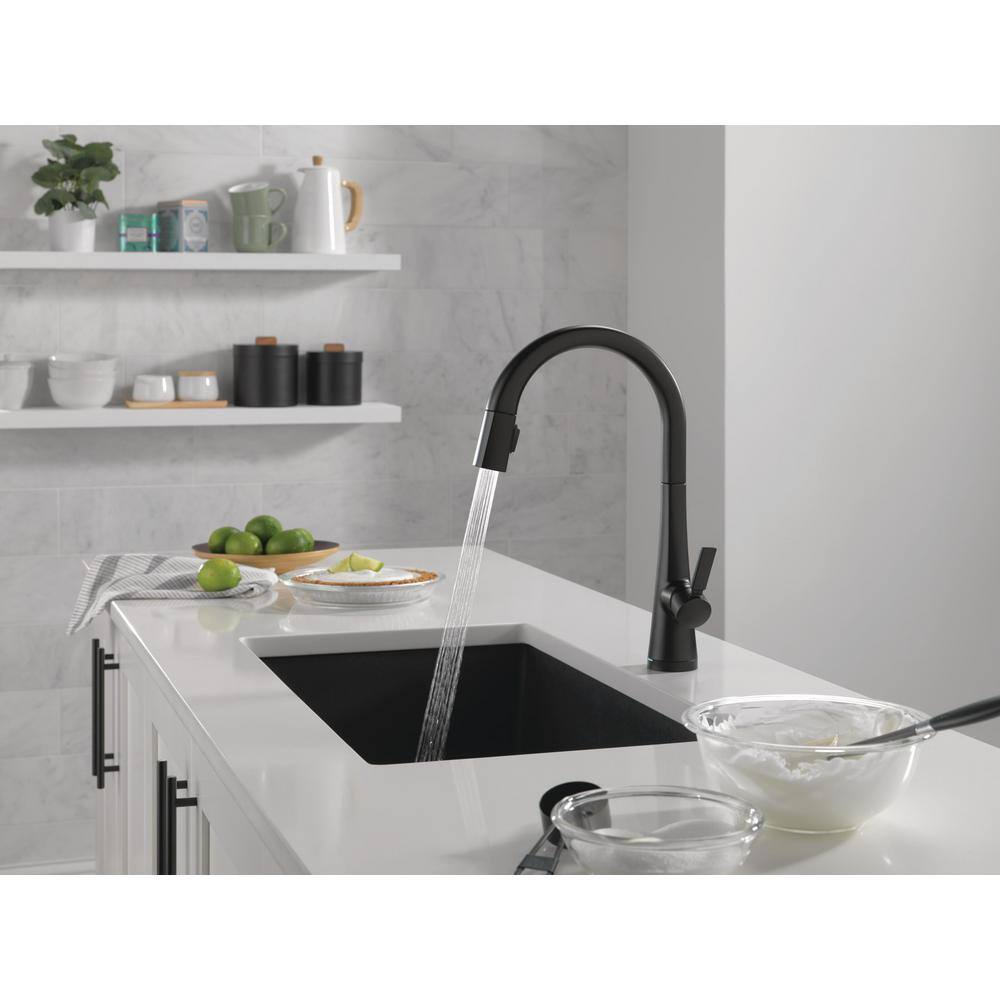 Delta Monrovia Single-Handle Pull Down Sprayer Kitchen Faucet with Touch2O Technology in Matte Black 9191T-BL-DST