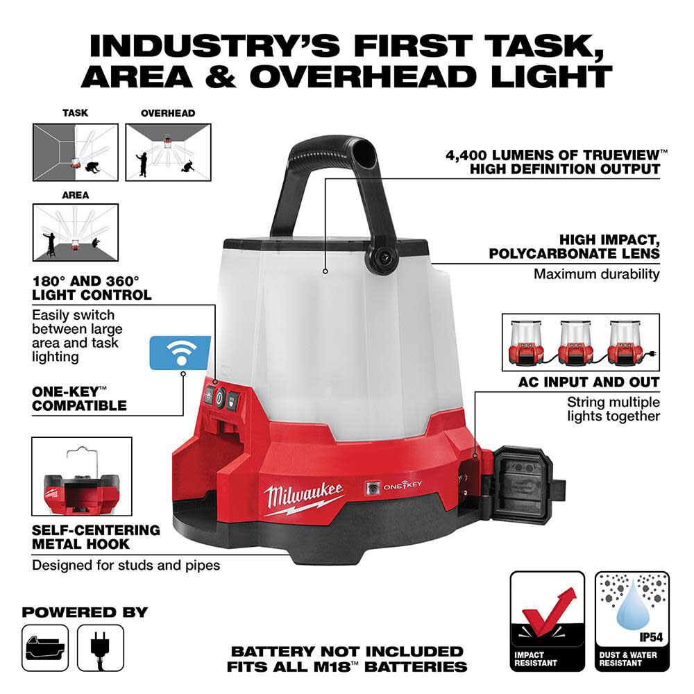 Milwaukee M18 RADIUS LED Compact Site Lightwith ONE-KEY 2146-20 from Milwaukee