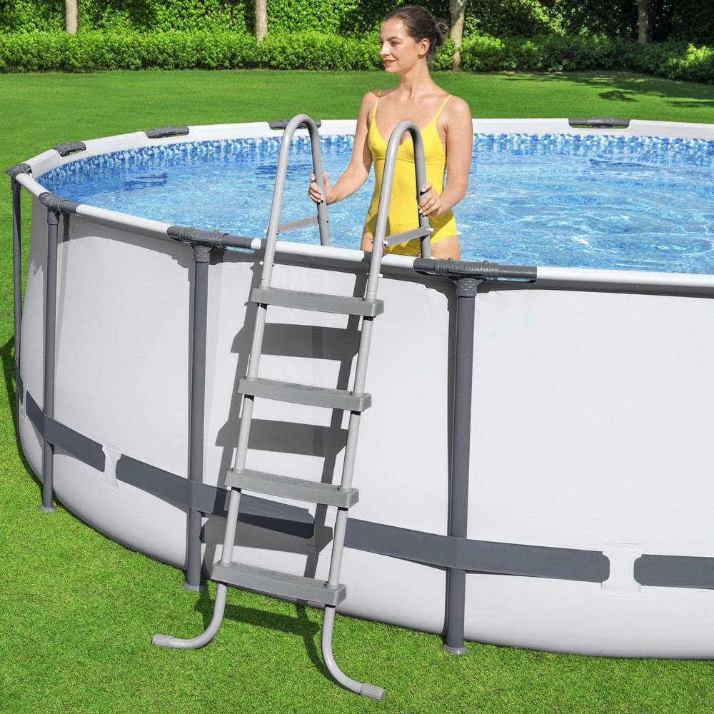 Bestway Steel Pro MAX 168 in. Round 48 in. D Above Ground Swimming Metal Frame Pool Set 5613HE-BW