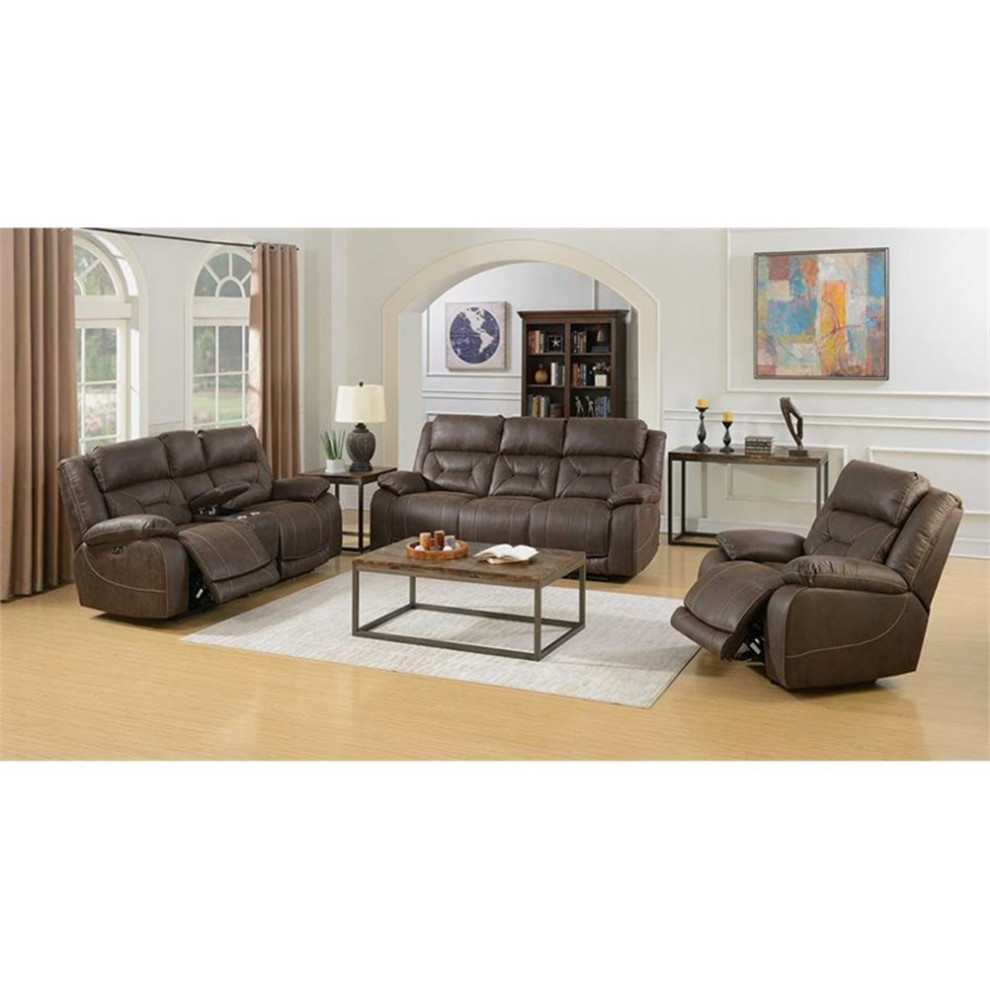 Bowery Hill Transitional Faux Leather Glider Recliner in Saddle Brown   Contemporary   Recliner Chairs   by Homesquare  Houzz