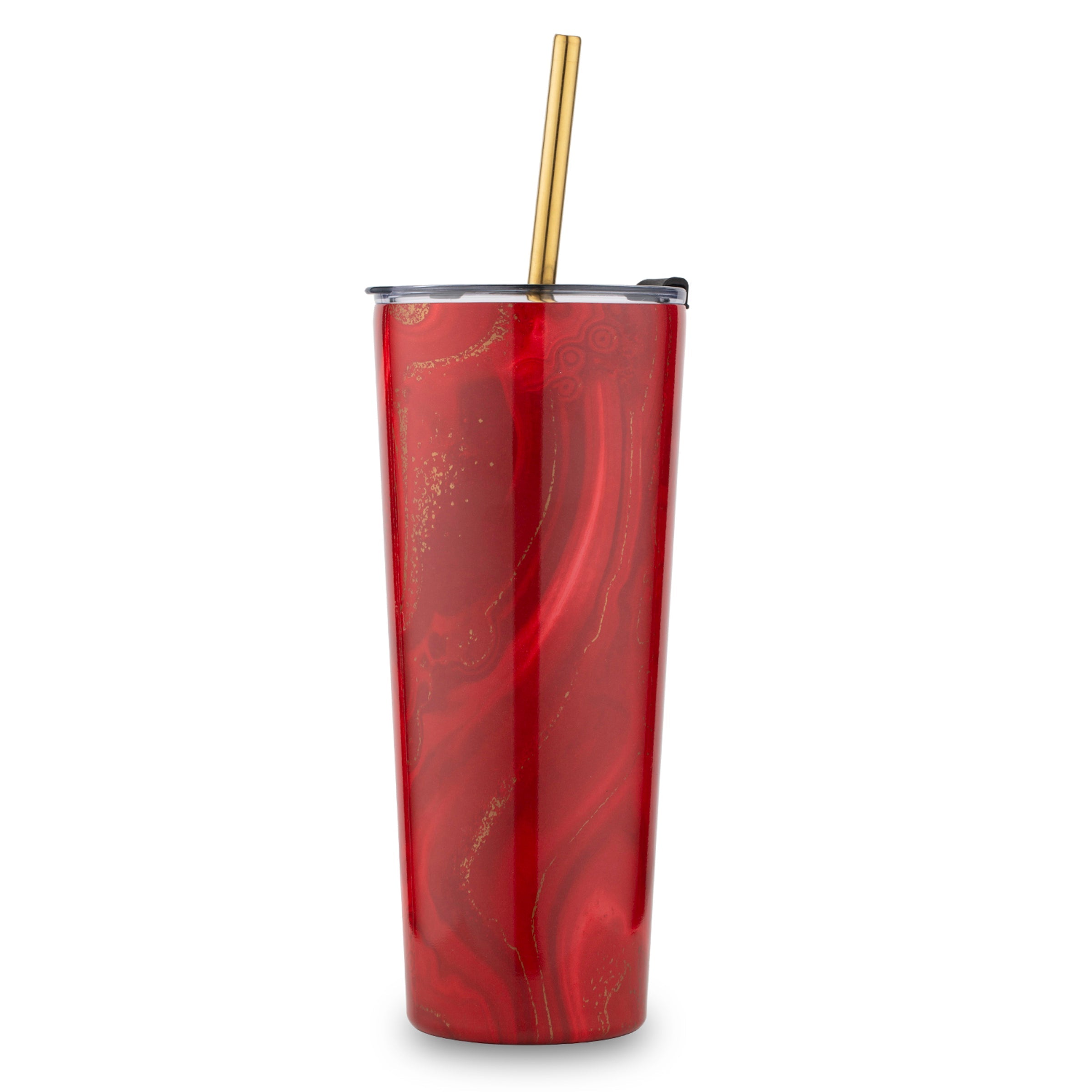 24 Oz Red Geo Insulated Tumblers, Set Of 2