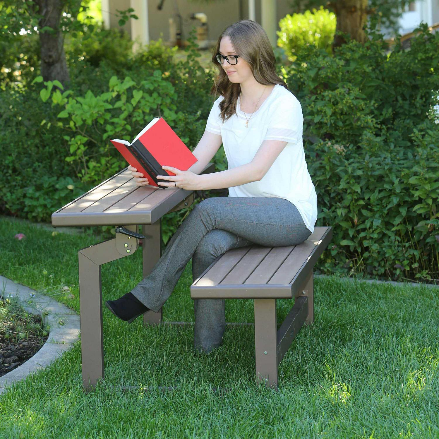 Lifetime Outdoor Wood Grain Convertible Bench