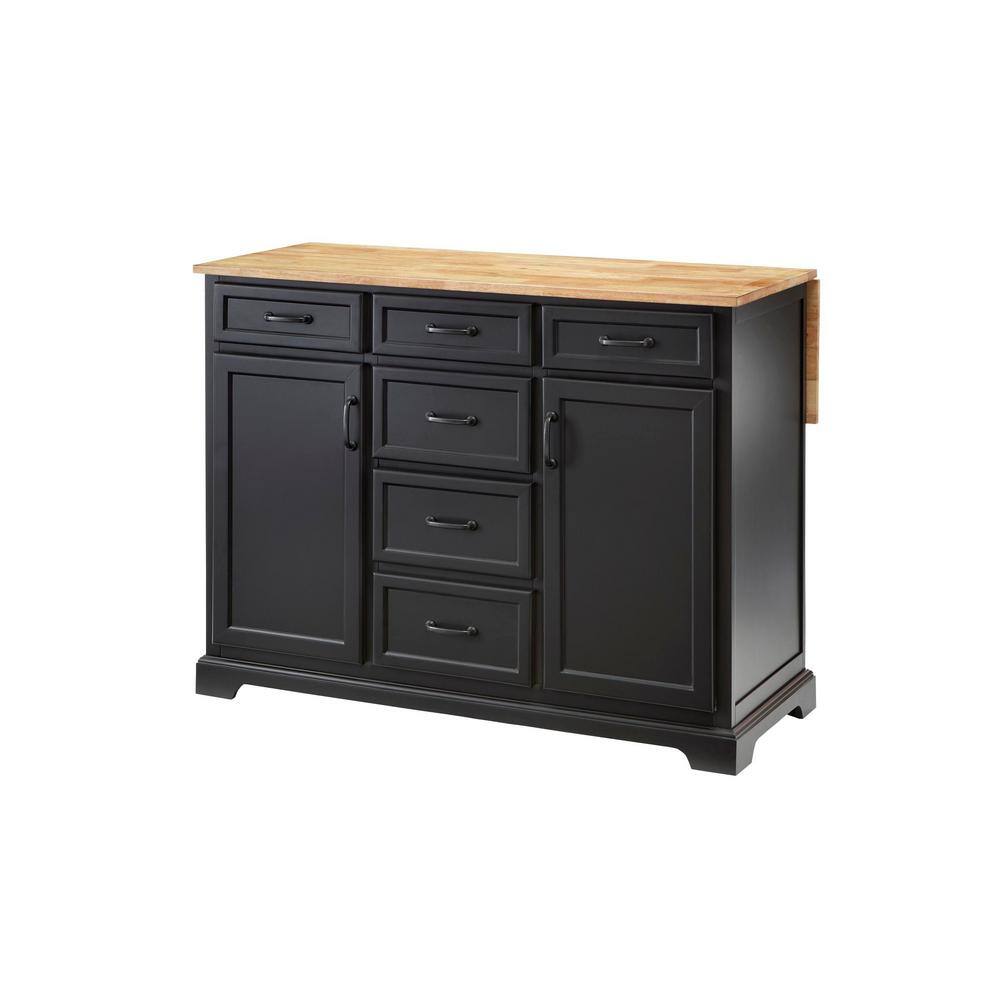 Home Decorators Collection Black Kitchen Island with Natural Butcher Block Top SK19304Er1-B