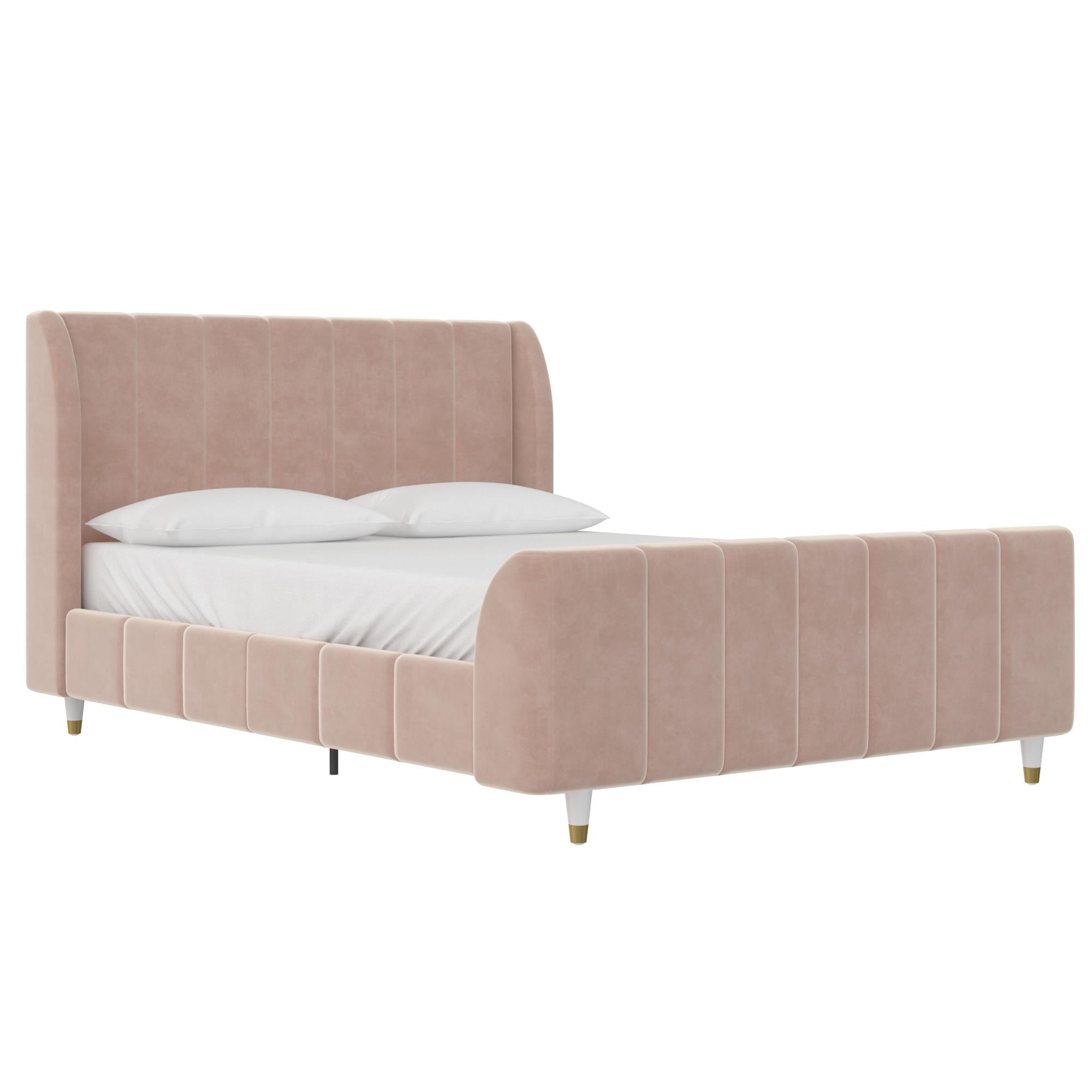 Little Seeds Valentina Kids' Full Upholstered Bed, Pink Velvet