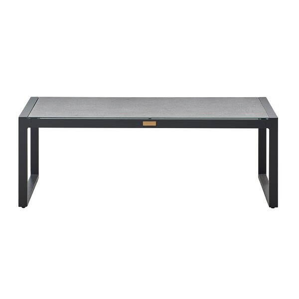 Tommy Hilfiger Hampton Outdoor Coffee Table with Natural Gray Pebbled Glass