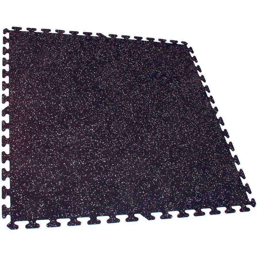 Black with Gray Speck 24 in. x 24 in. Interlocking Recycled Rubber Floor Tiles (24 sq. ft.) EZFLEXBG