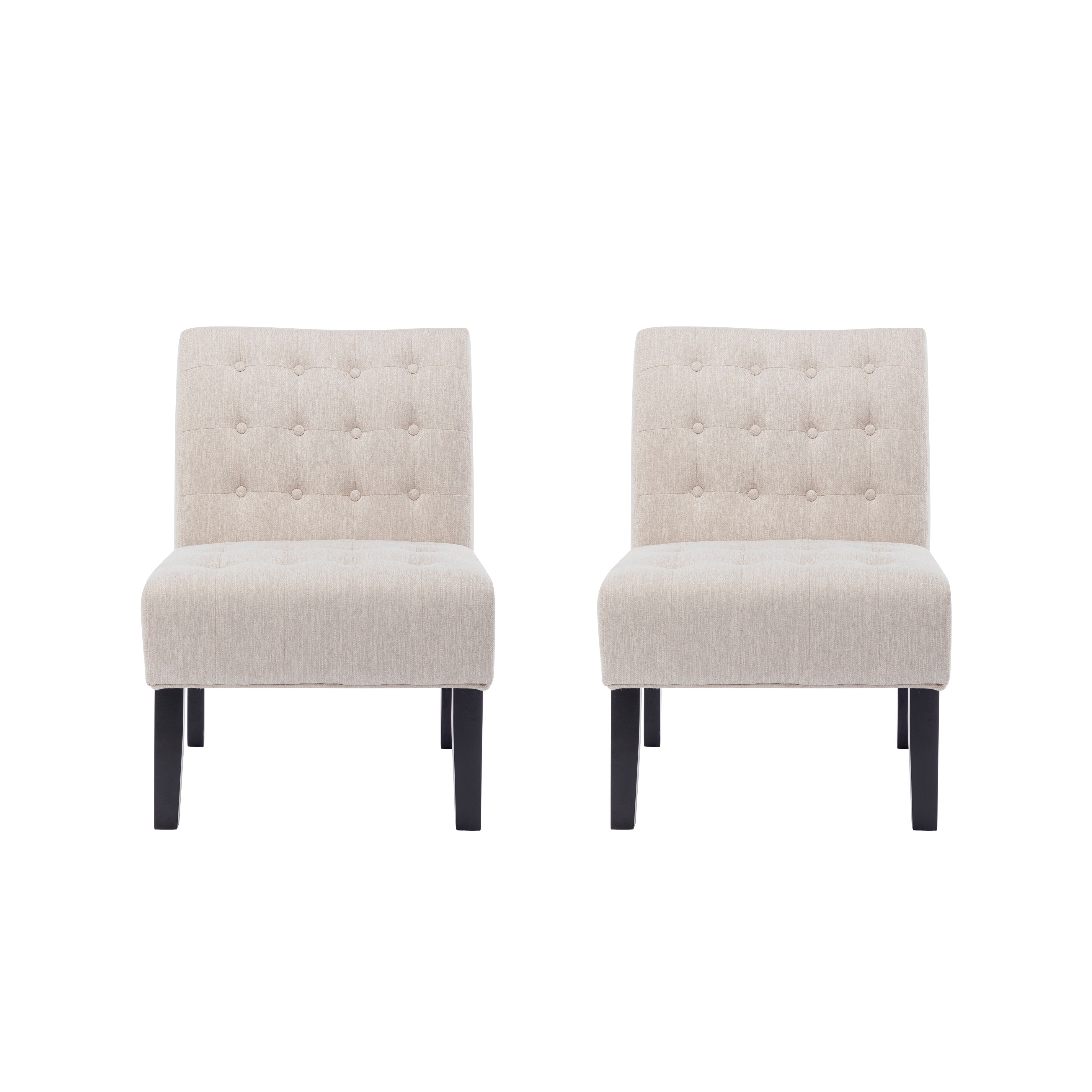 Mulligan Contemporary Fabric Tufted Slipper Chairs, Set of 2