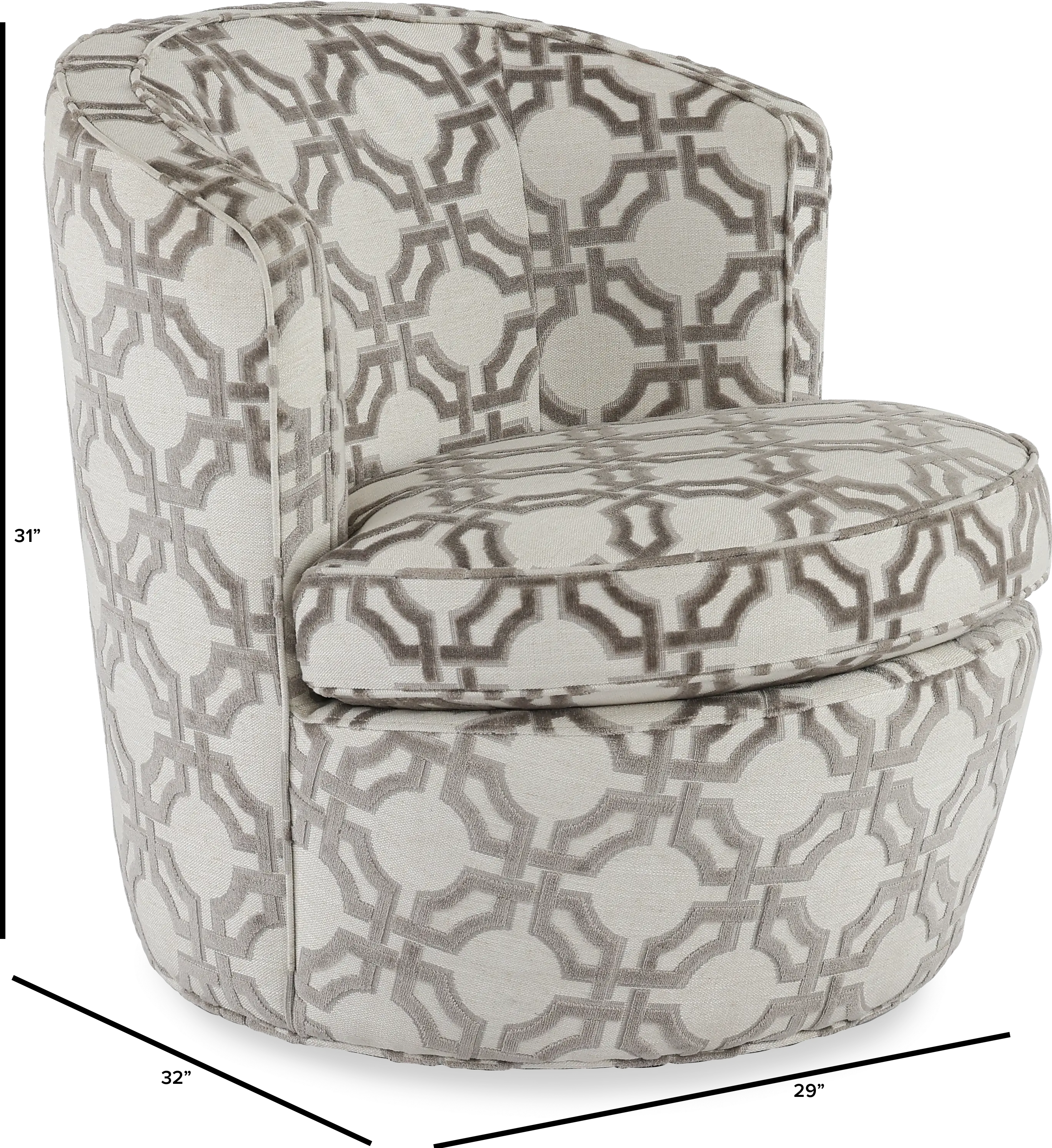 Julia Anarchy Silver Upholstered Swivel Accent Chair