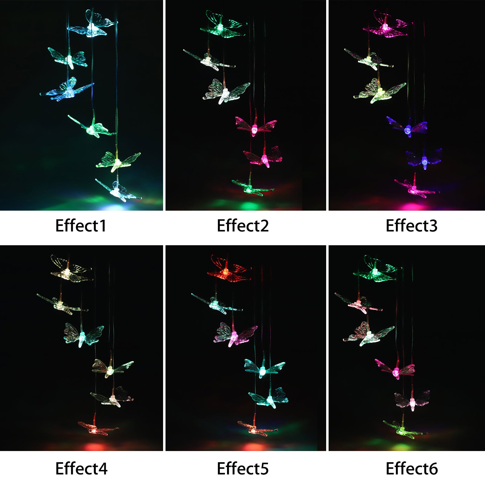 Solar Powered LED Wind Chime Outdoor，Color-Changing Led Butterfly /Star Wind Chimes，Automatic Light Sensor Outdoor Indoor Decor，Yard Decorations Solar Light Mobile，Memorial Wind Chimes，Birthday Gifts