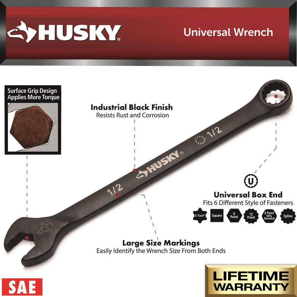 Husky Universal SAE Combination Wrench (10-Piece) HXLSPW10SAE-05