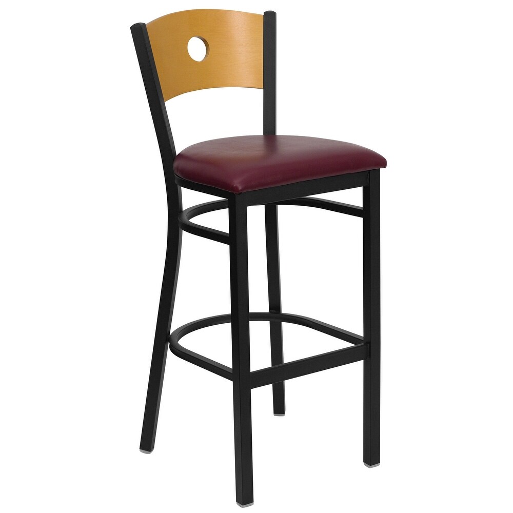 Wood Circle Back Metal Restaurant Barstool   16.75\