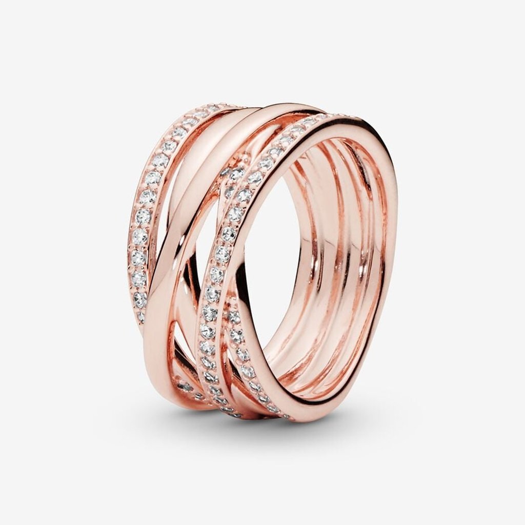 PANDORA  Sparkling & Polished Lines Ring