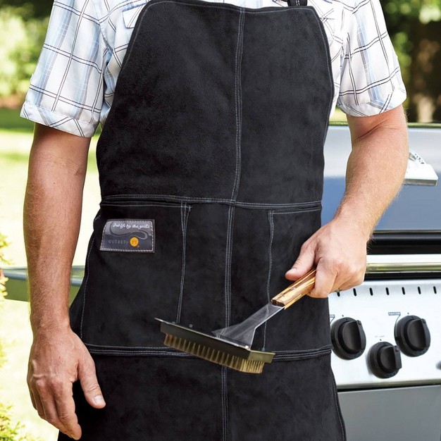 Black Leather Grill Apron One Size Outset