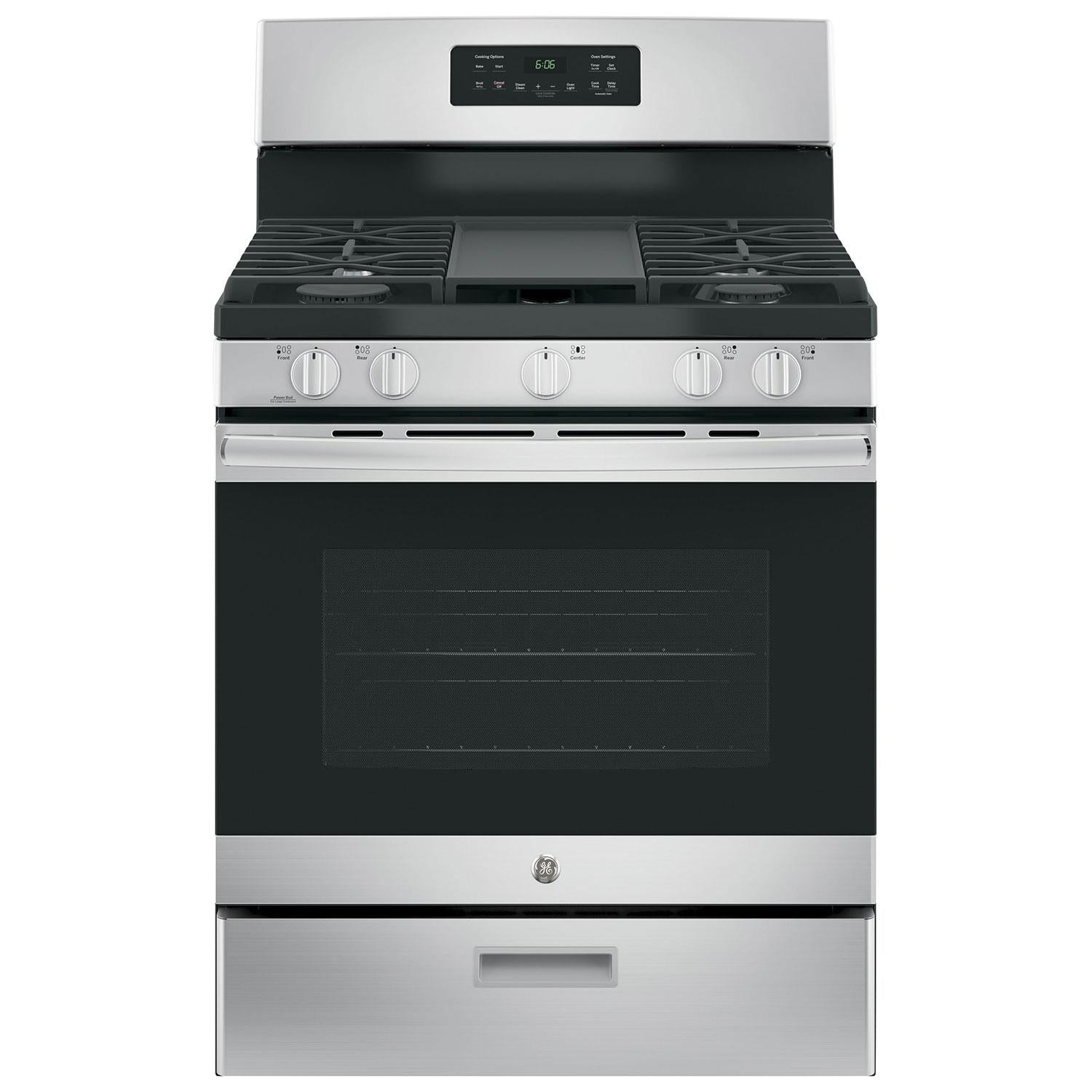 GE 30-inch Freestanding Gas Range with Steam Clean JCGBS66SEKSS