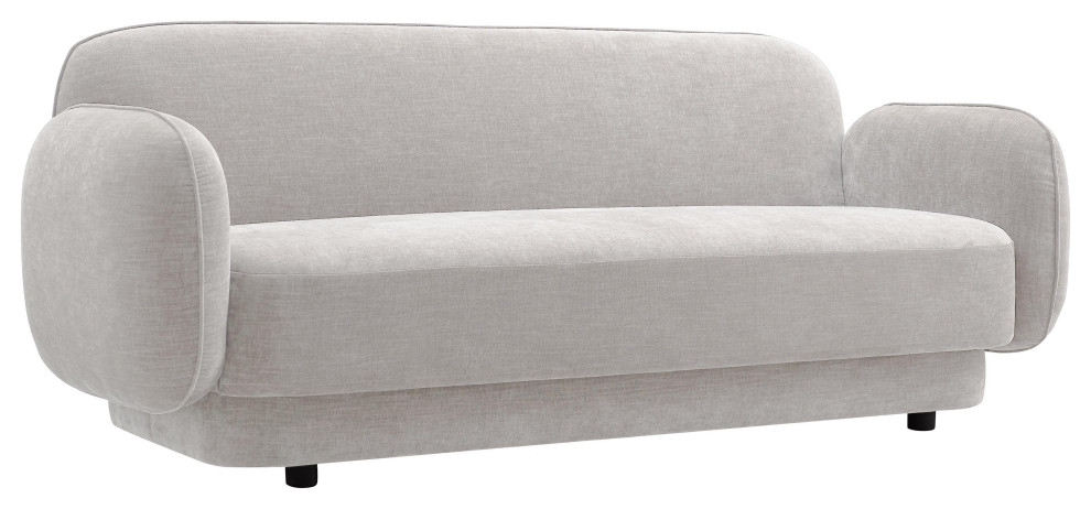 Kandor Stone Gray Textured Velvet Sofa   Transitional   Sofas   by First of a Kind USA Inc  Houzz