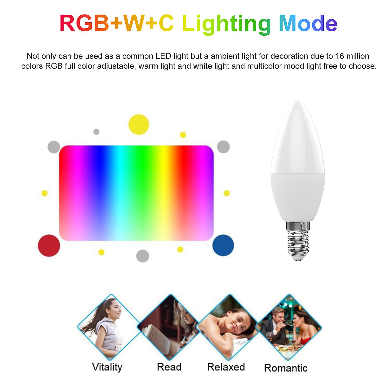 Wifi Smart Bulb Rgb+w+c Led Candle Bulb 5w E12 Dimmable Light Phone App Smartlife/tuya Remote Control Compatible With Alexa Google Home For Voice Cont