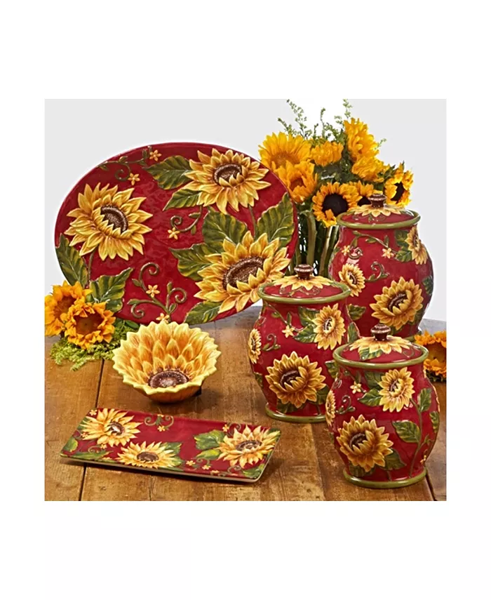 Certified International Sunset Sunflower 4-Pc. 3-D Ice Cream Bowl