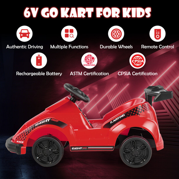 Costway 14359728 6V Kids Ride On Go Cart with Remo...