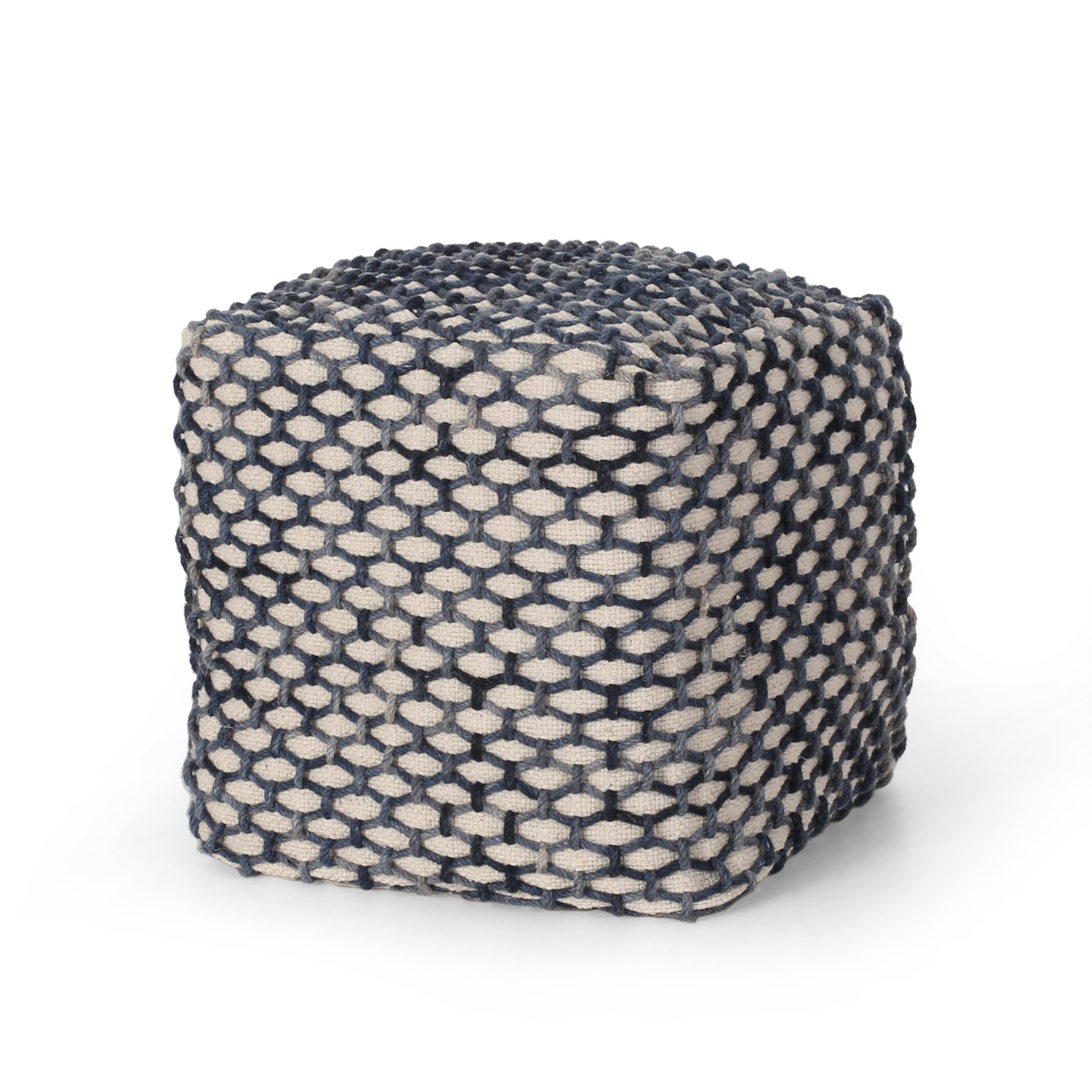 Jobe Boho Wool and Cotton Pouf