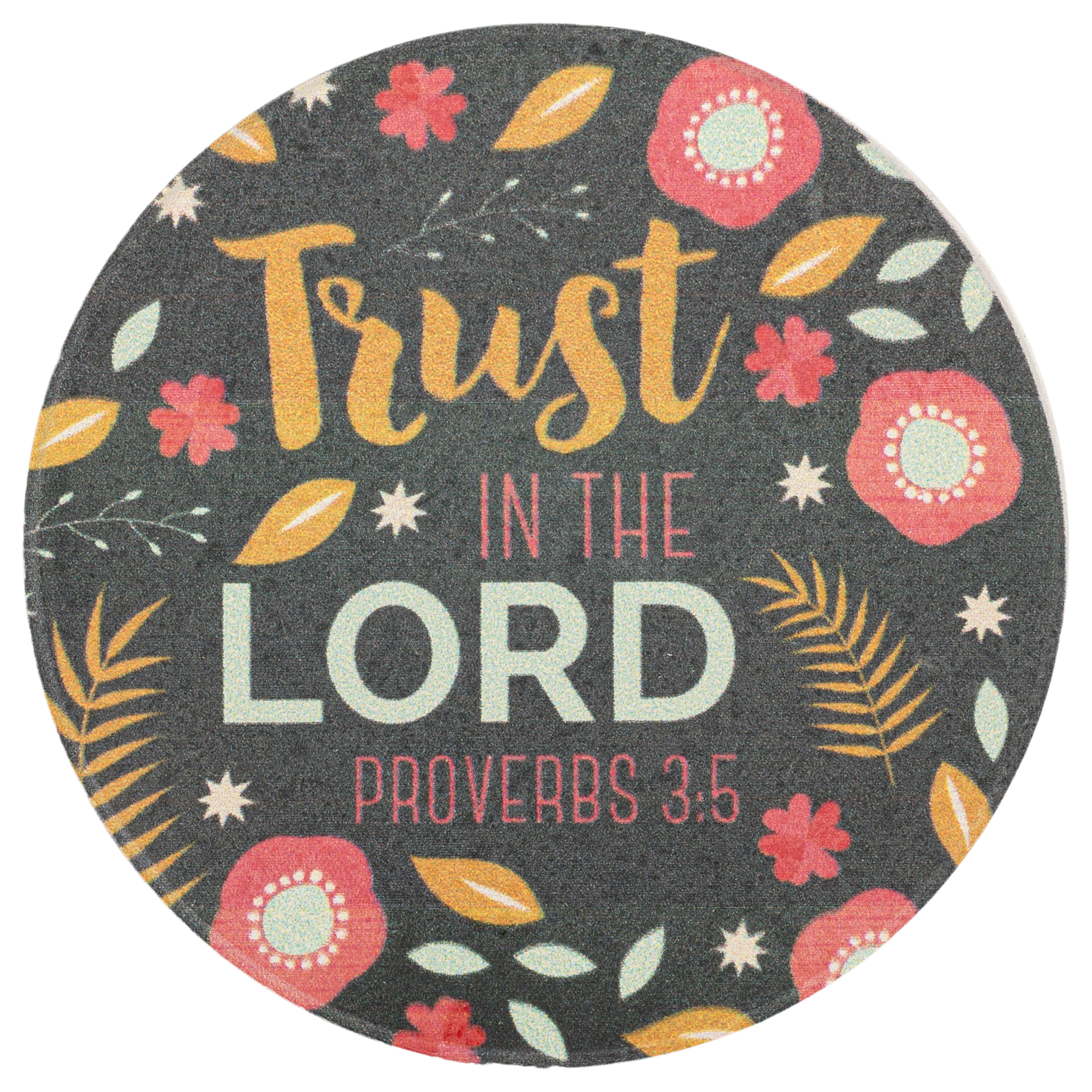 Car Coaster Set-Trust In The Lord (Floral) (Set Of 2)