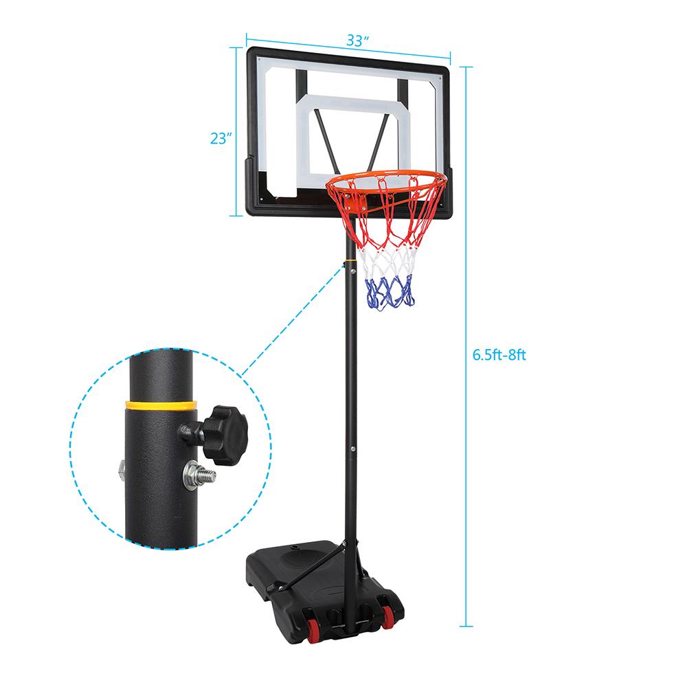 Ktaxon 5.2-6.9 ft Height Adjustable Basketball Hoop Stand， Portable Basketball Goal System， with Wheels and PVC Backboard， for Kids Teen Indoor/Outdoor Playing， Boys Girls Exercise Game Toys