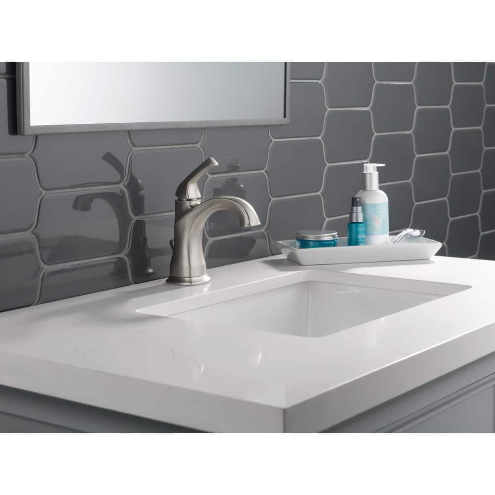 Delta Portwood Single Hole SingleHandle Bathroom Faucet in SpotShield Brushed Nickel