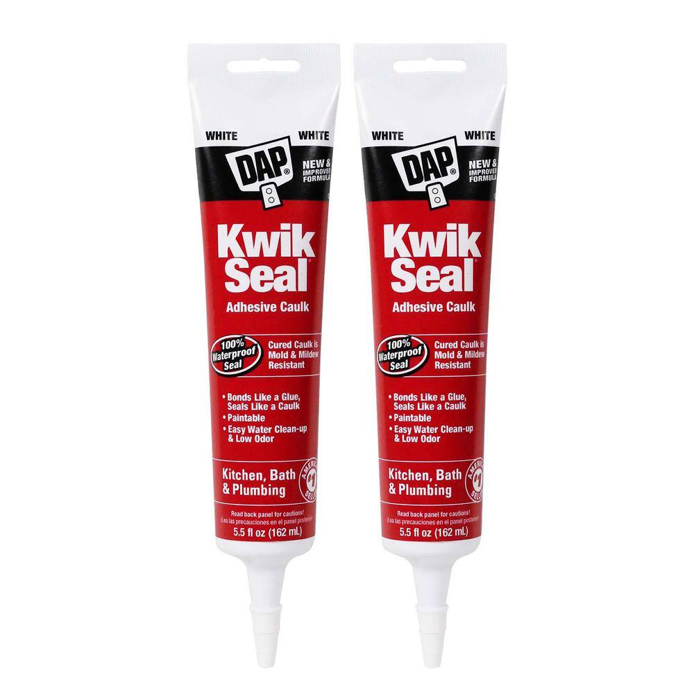 DAP Kwik Seal 5.5 oz. White Kitchen and Bath Sealant (2-Pack) 7079818873