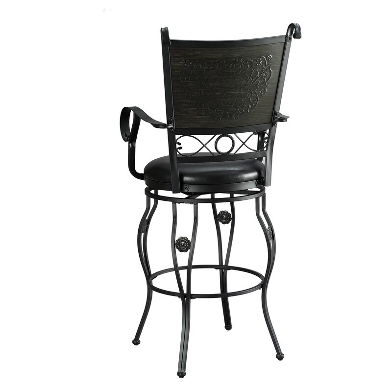 Elle Big   Tall Black Metal Swivel Barstool with Faux Leather Seat