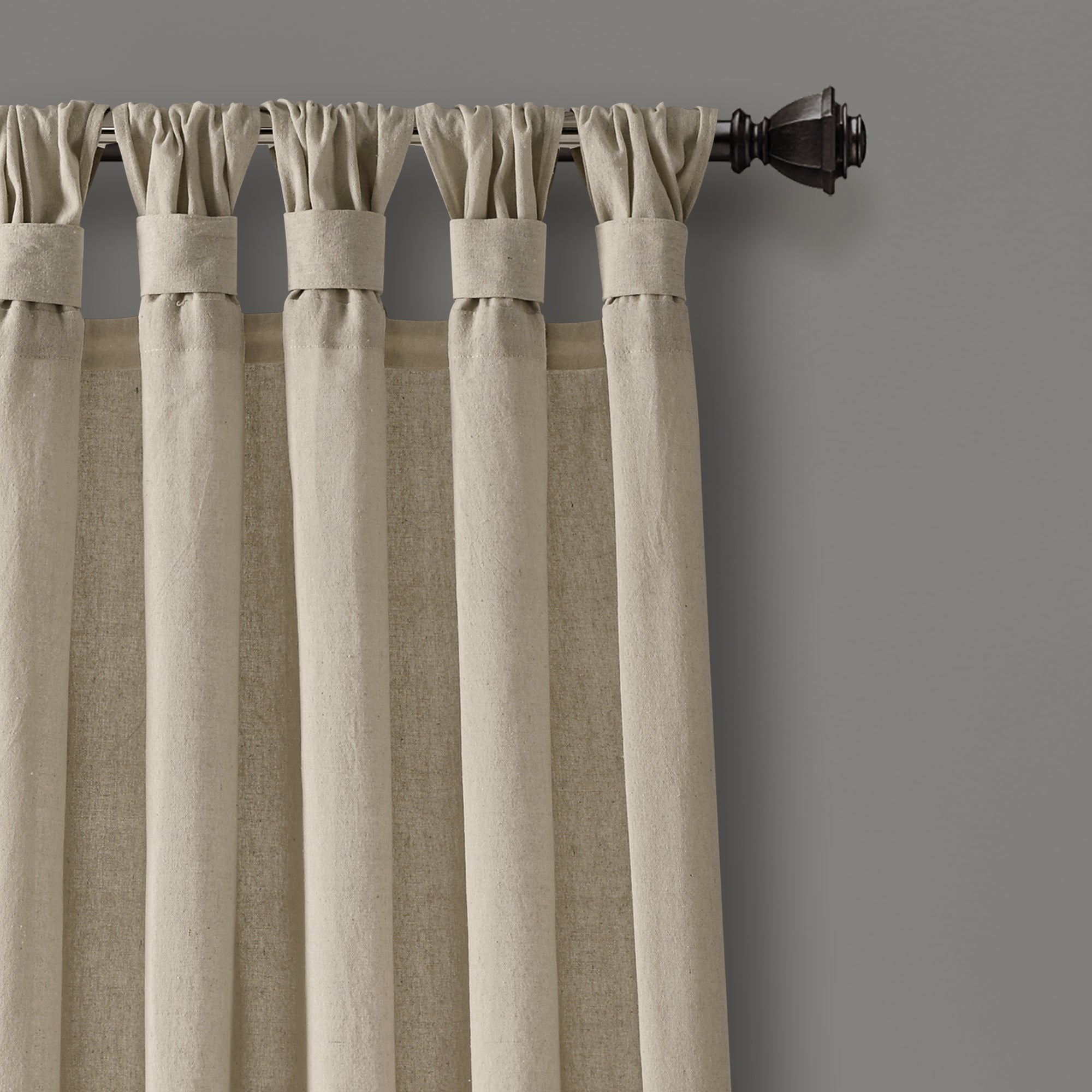 Burlap Knotted Tab Top Window Curtain Panel Set