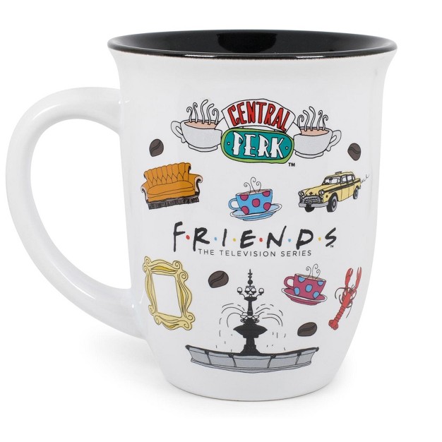 Silver Buffalo Friends Icons Wide Rim Latte Mug Holds 16 Ounces