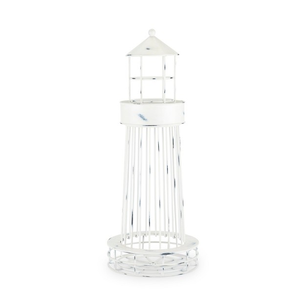 Twine 5599 Lighthouse Wine Cork Holder And Farmhouse Home Decor Kitchen Accessory Set Of 1 White