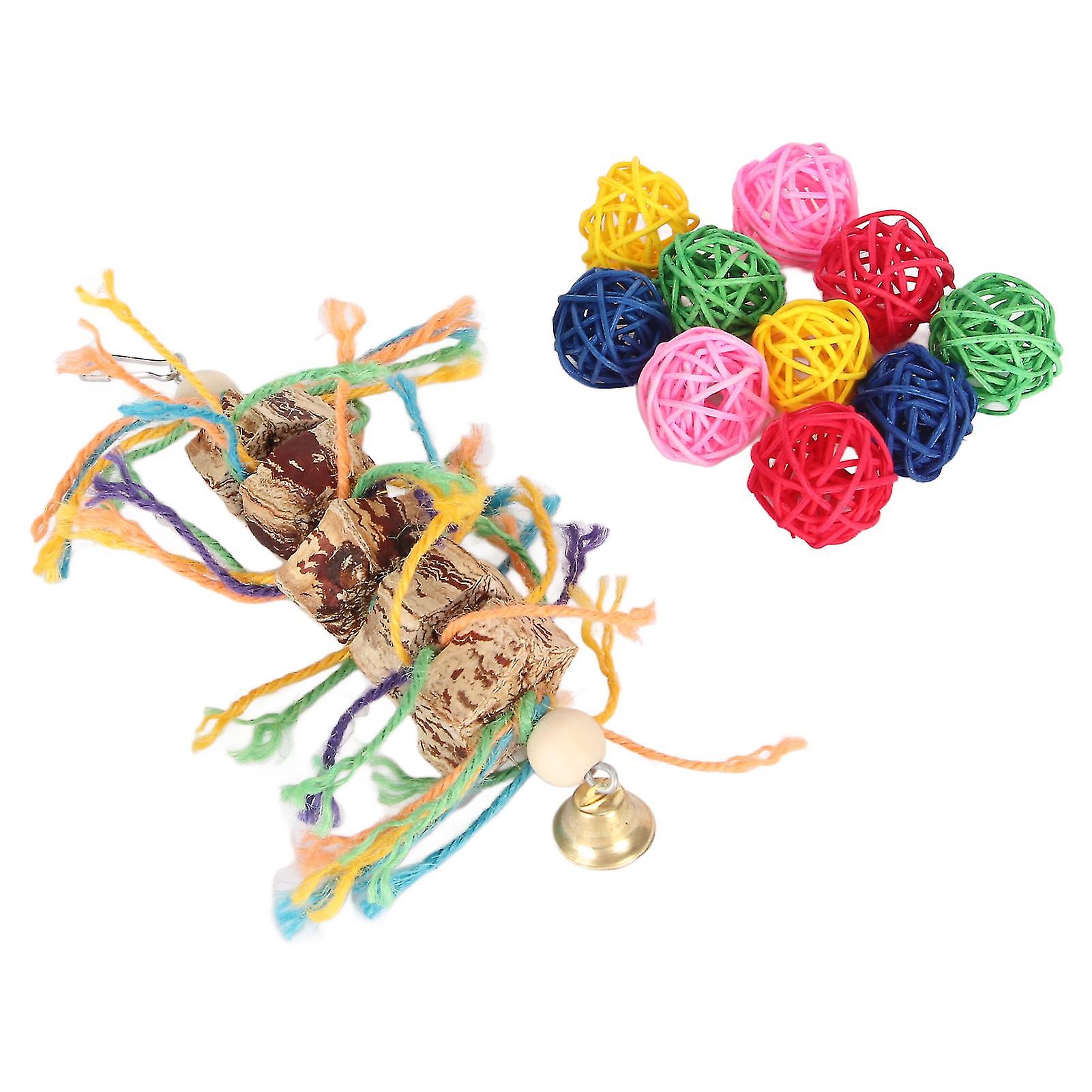 Parrot Chew Toys Fun Innovative Nuts Hemp Rope Bird Rattan Balls Chew Toys for Parakeets Cockatiels Conures Budgie