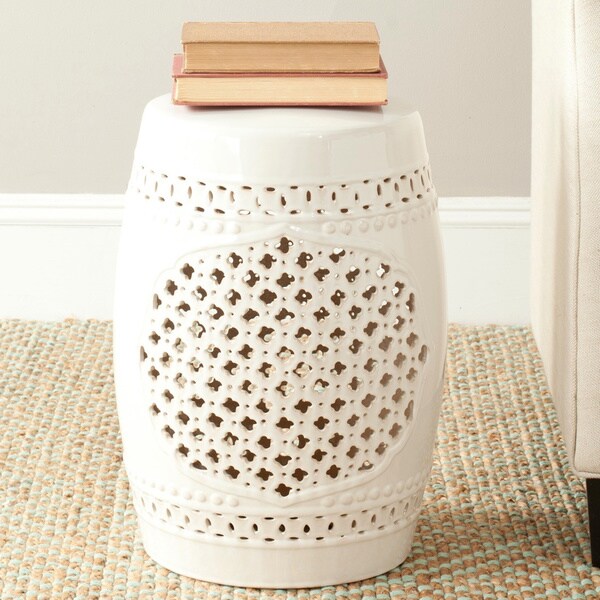 SAFAVIEH Paradise Gardens Cream Ceramic Decorative Garden Stool