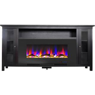 Cambridge Somerset 70 in. Black Electric Fireplace TV Stand in Multi-Color with LED Flame Driftwood Log Display and Remote Control CAM6938-2COF