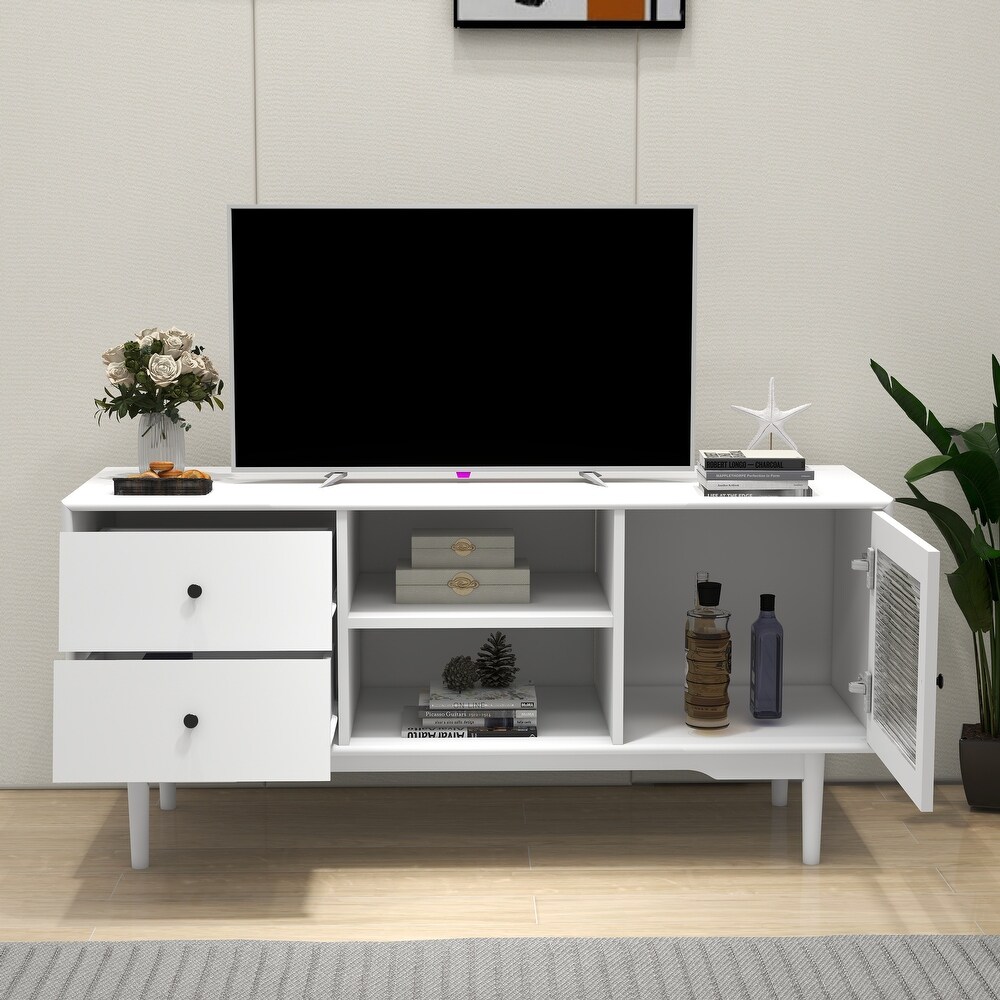 White Wood TV Stand for TVs up to 55\