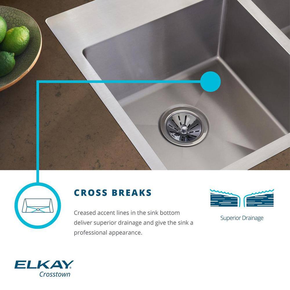 Elkay Crosstown 32 in. Undermount Single Bowl 18 Gauge Stainless Steel Kitchen Sink Only HDU32189F